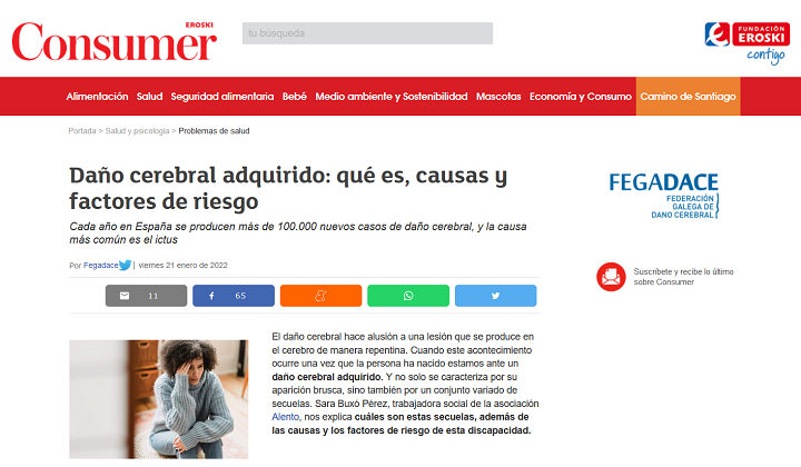 Captura do artigo de FEGADACE na revista Consumer