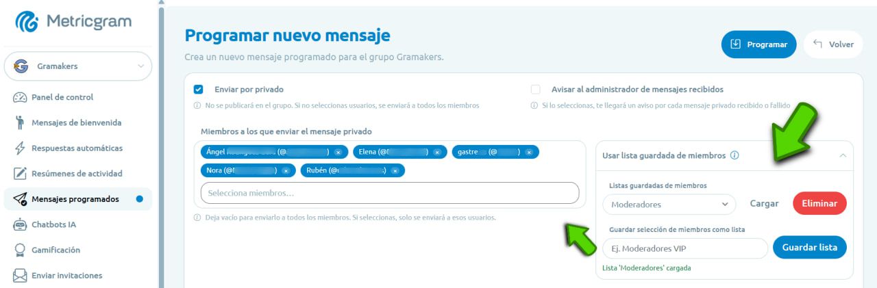 Mensajes programados recurrentes